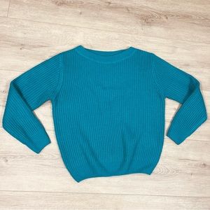 Shein Sweater Extra Small Teal Blue Knit Pullover Acrylic Preppy Minimalist